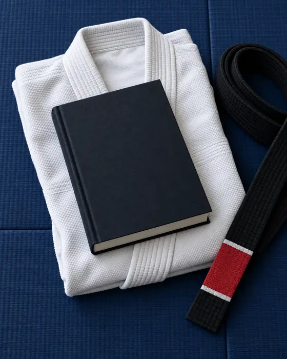 Livro sobre kimono branco e faixa preta