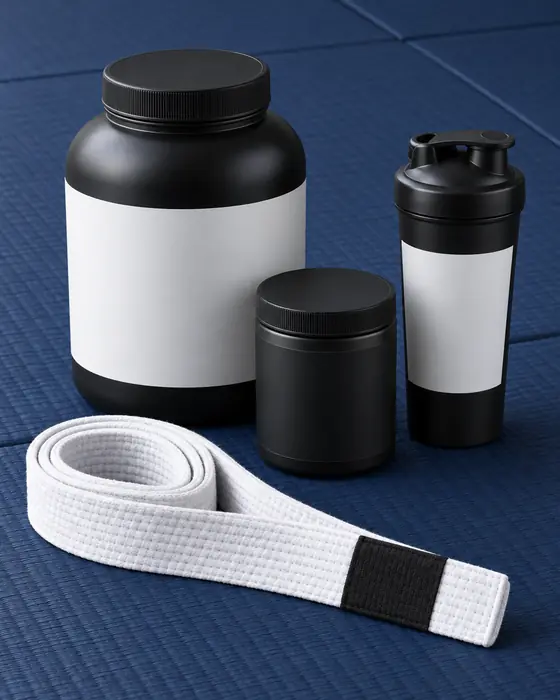 Potes de whey e creatina com coqueteleira