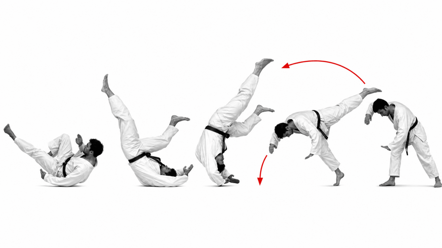 Rolamento no Jiu Jitsu, praticante executando ukemi básico no tatame