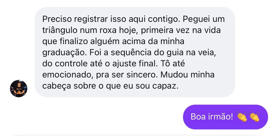 Depoimento de aluno: finalizou um faixa roxa com a sequencia do guia