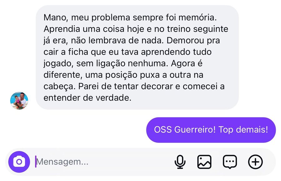 Depoimento de aluno do GFA: parou de decorar posições e começou a entender o jogo
