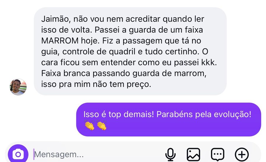 Depoimento de aluno do GFA: faixa branca que passou a guarda de um faixa marrom com a passagem do guia